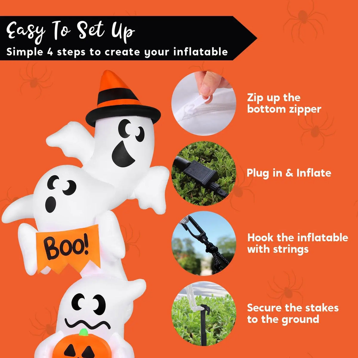 Joyfy Halloween Inflatable Ghost Outdoor Decoration With LED Lights