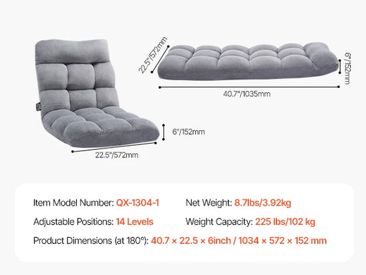 SucceBuy Fabric Floor Chair With Recycled Foam Back Support