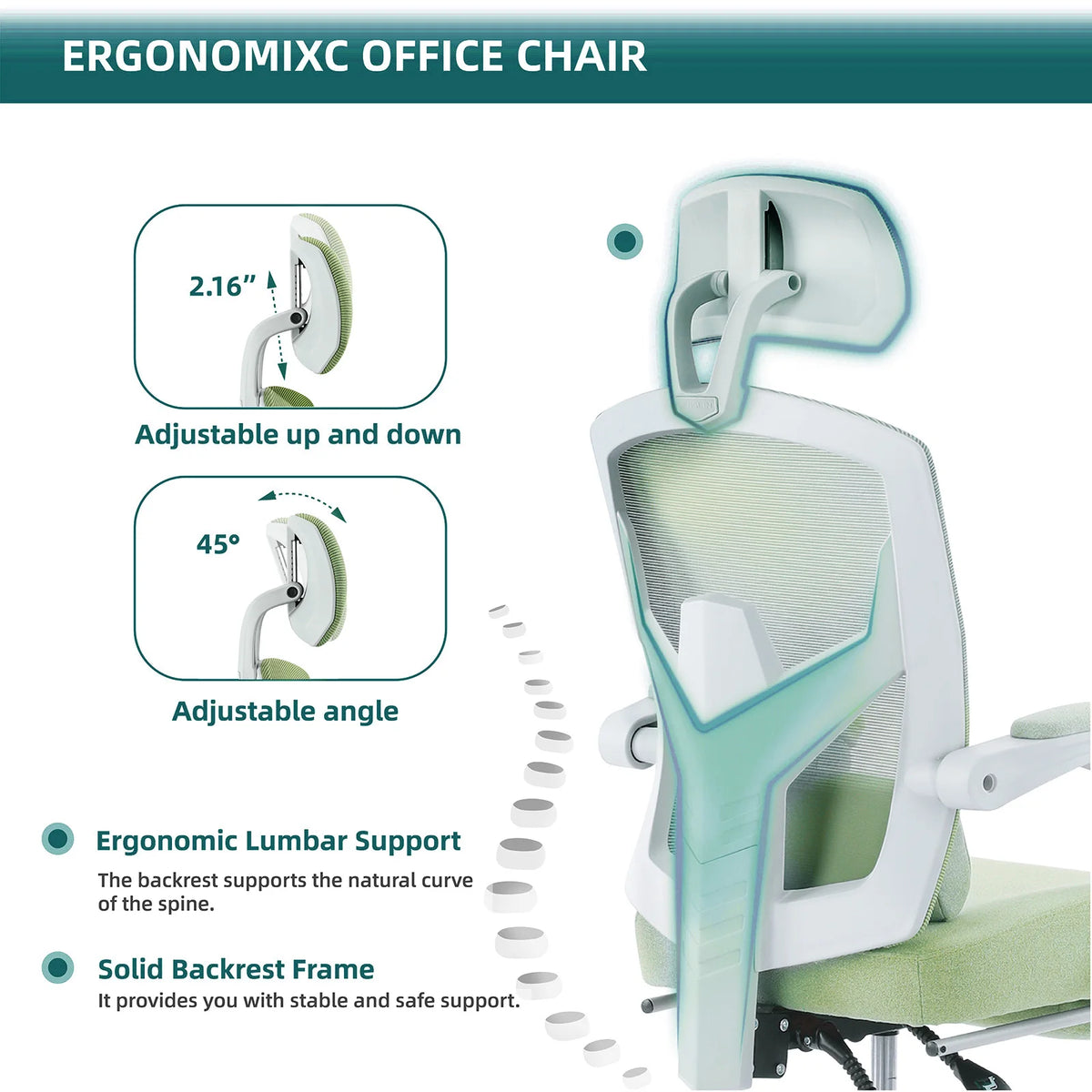 JHK Ergonomic Reclining High Back Mesh Rocking Swivel Gaming Chair