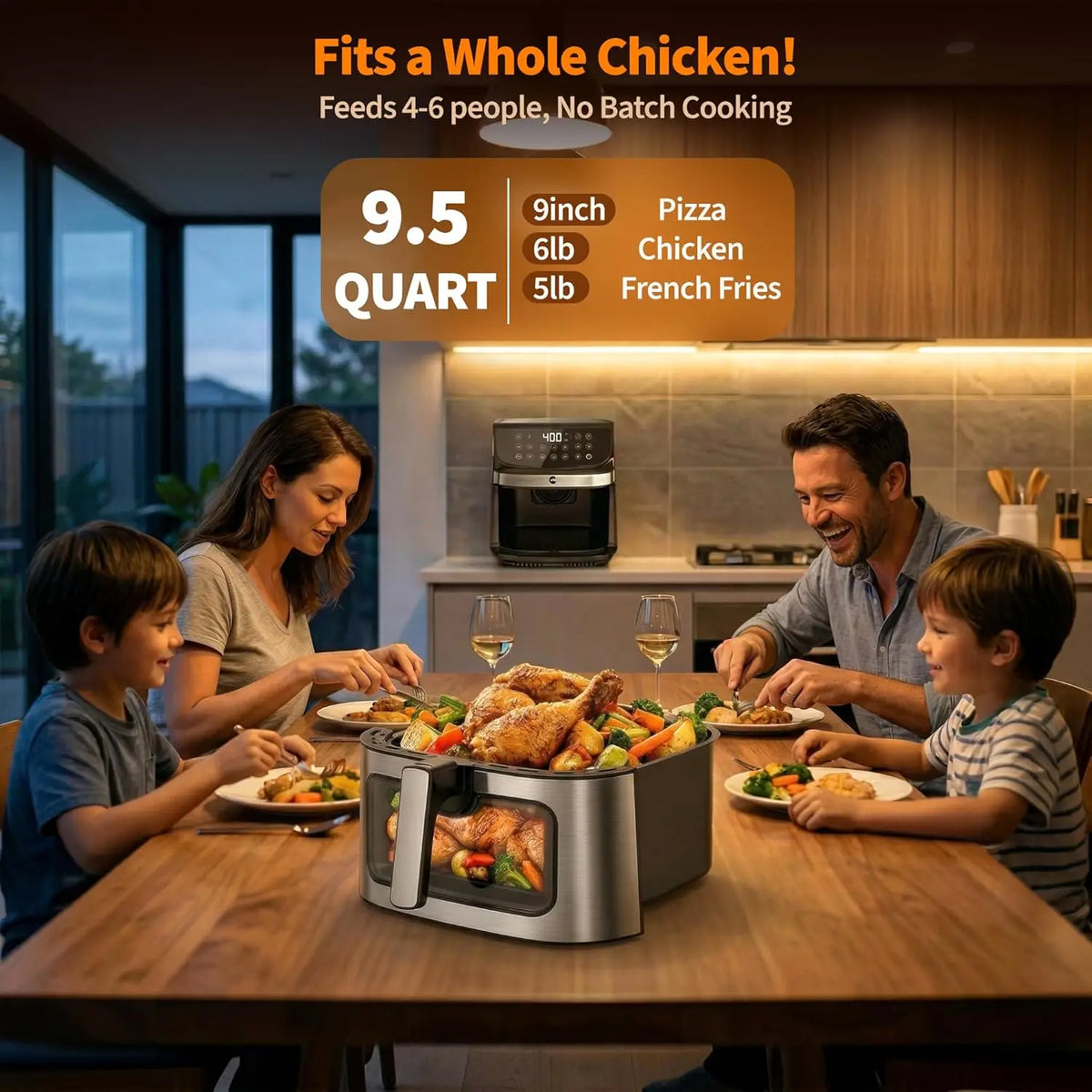 Digital Air Fryer Toaster Oven Combo With Touchscreen Controls