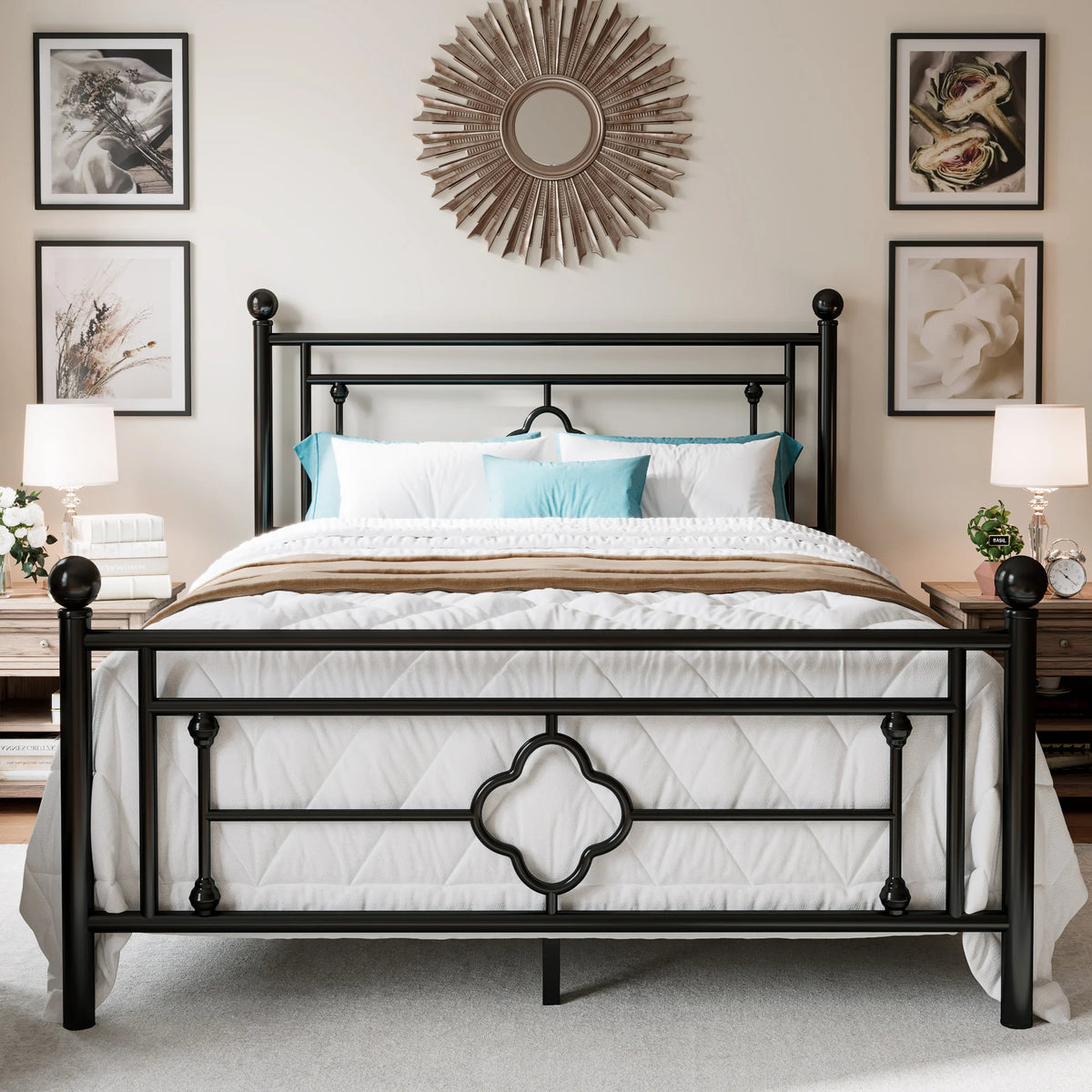 HOOMIC Vintage Victorian Wrought Iron Platform Bed Frame