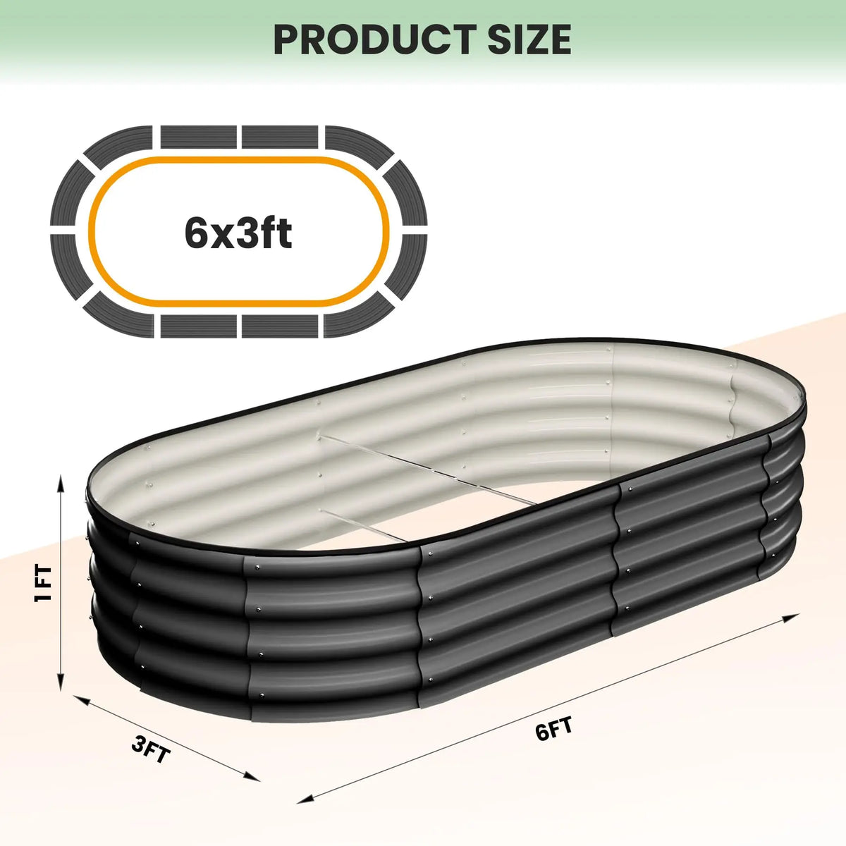 HiMISS Galvanized Steel Oval Raised Garden Planter Box For Plants