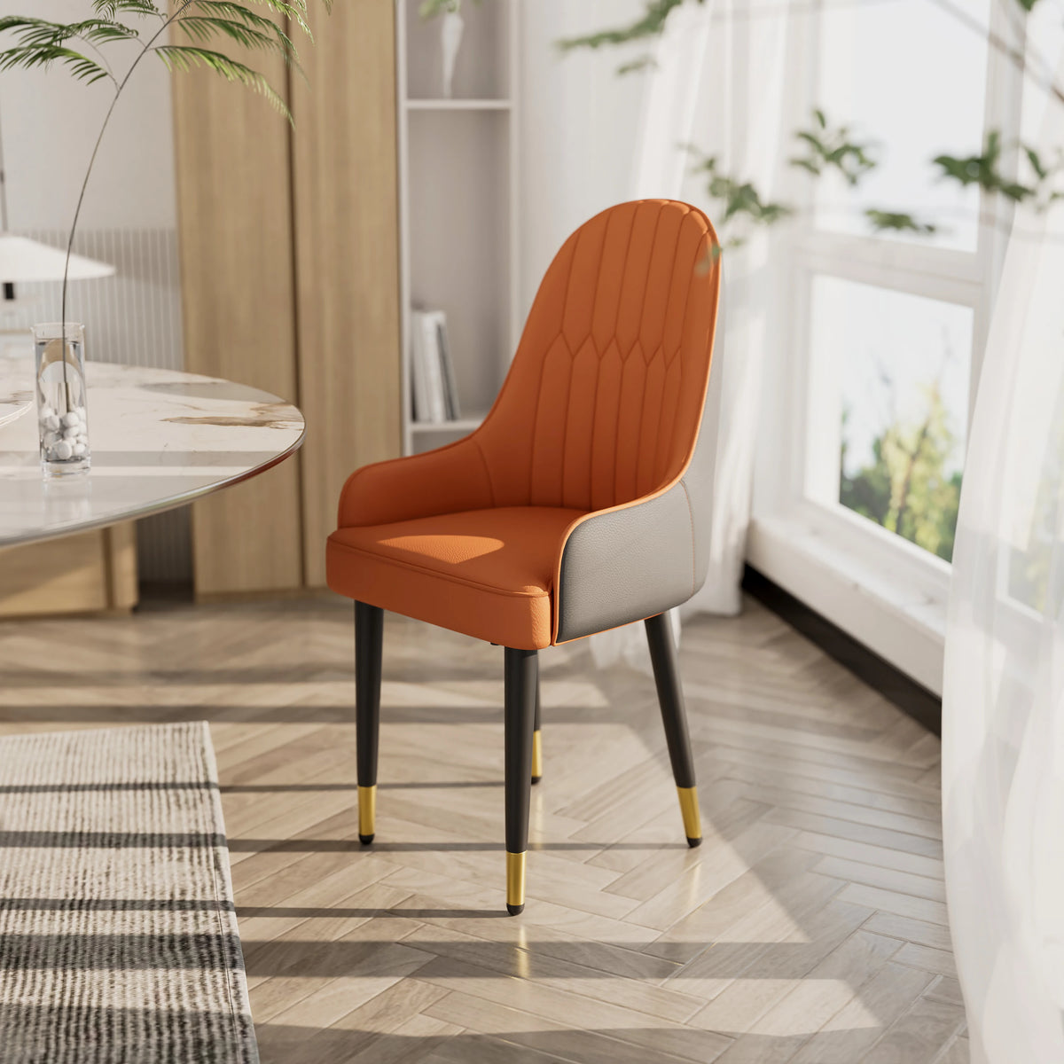 Wisfor Modern Faux Leather Dining Chair Set With Wood Legs