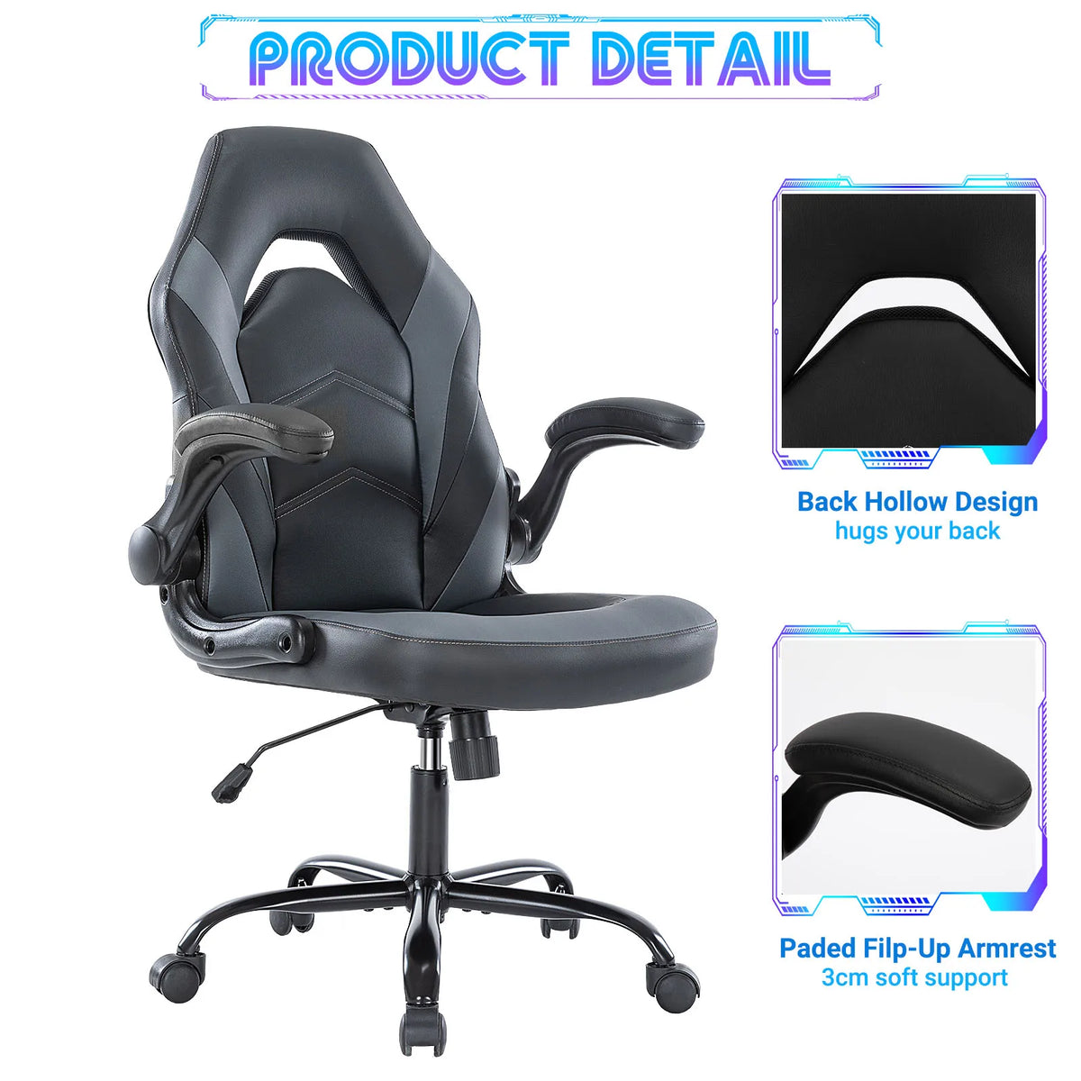 JHK Ergonomic Racing Office Chair Featuring Adjustable Armrests