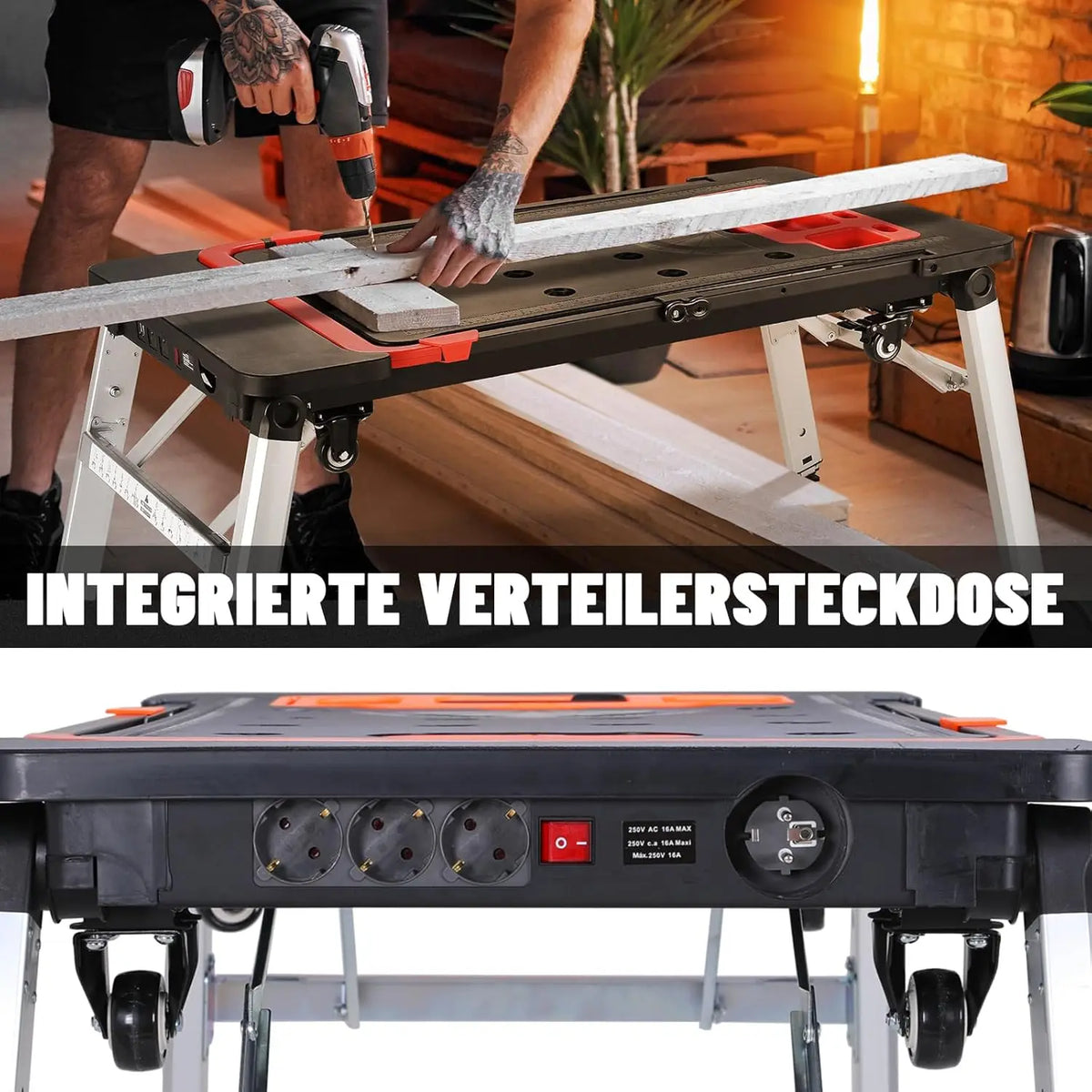 Multifunctional Folding Workbench And Portable Metal Sawhorse Table