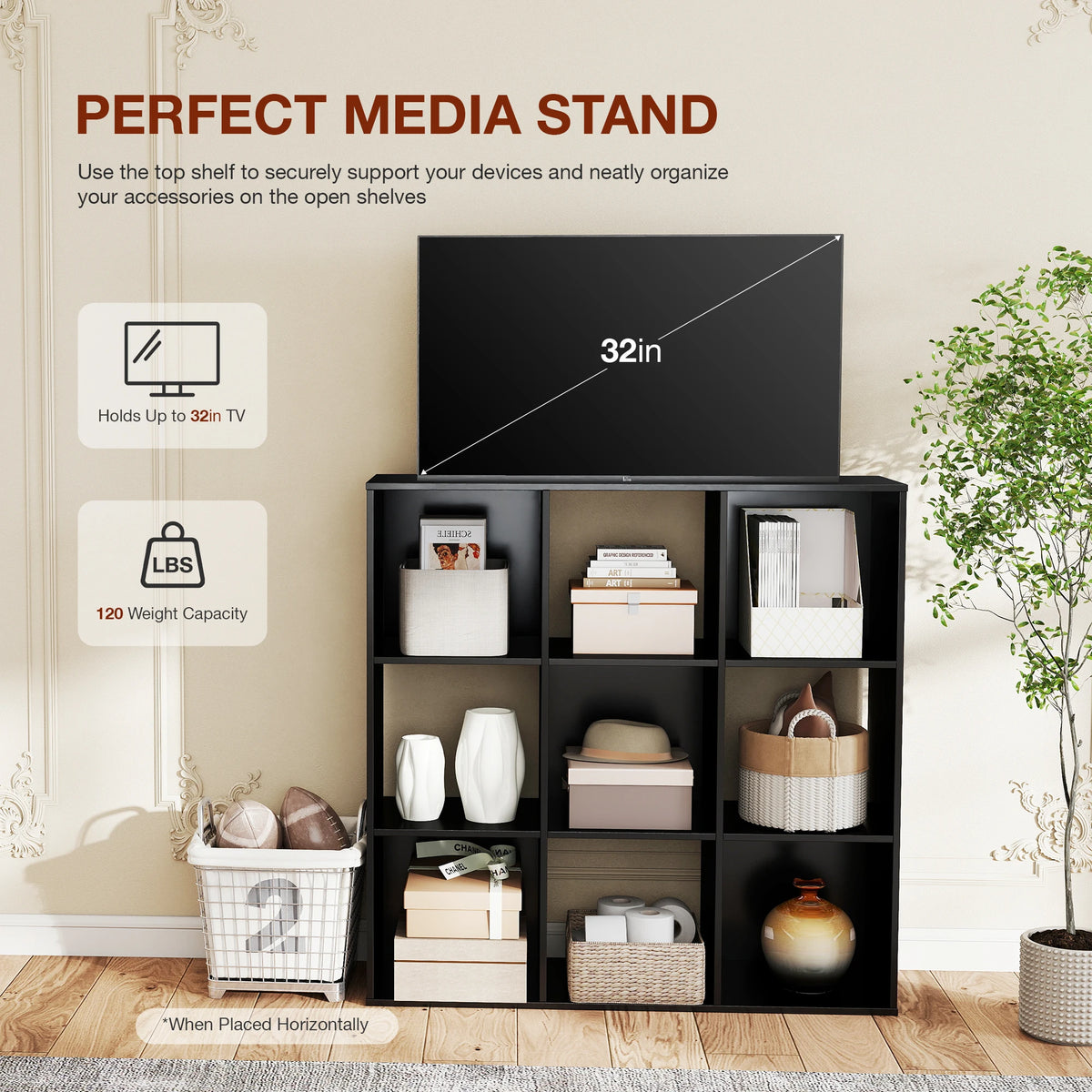 JHK Modern Wooden Cube Bookshelf For Home Office Storage