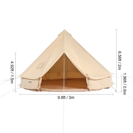 SucceBuy Canvas Bell Tent For Four Seasons Camping With Chimney