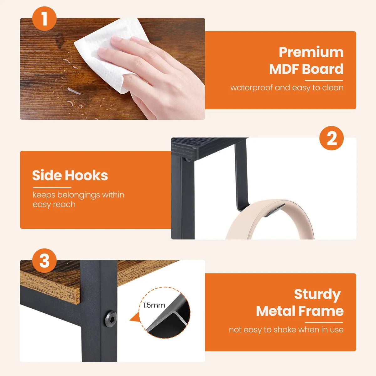 JHK Modern Wood Computer Desk Featuring Dual Storage Drawers