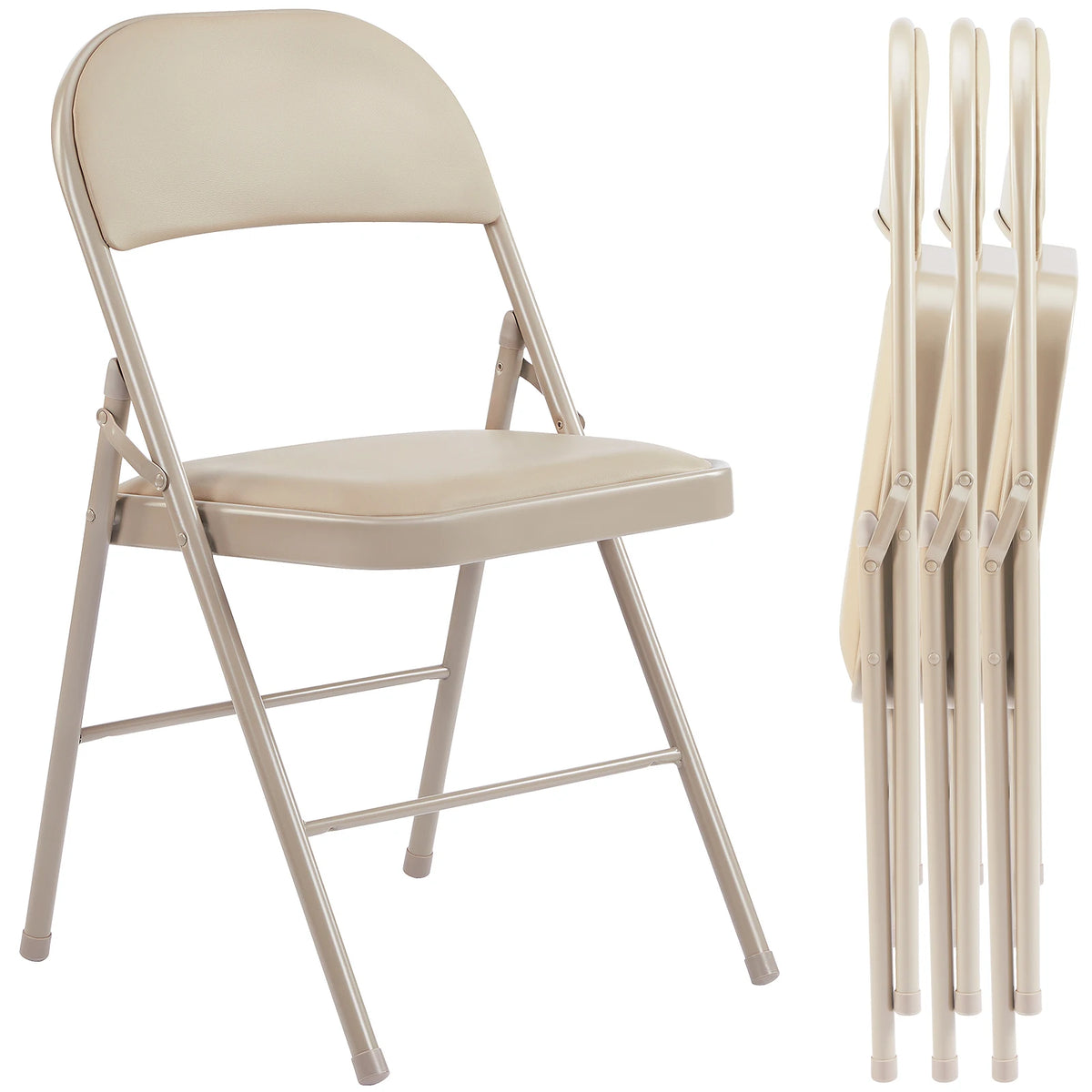 JHK Synthetic Leather Folding Chair 4 Pack Sturdy Steel Frame
