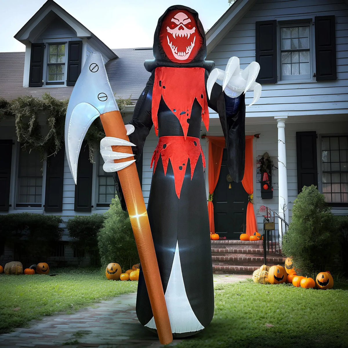 Joyfy Halloween Inflatable Grim Reaper With Scythe And LED Lights