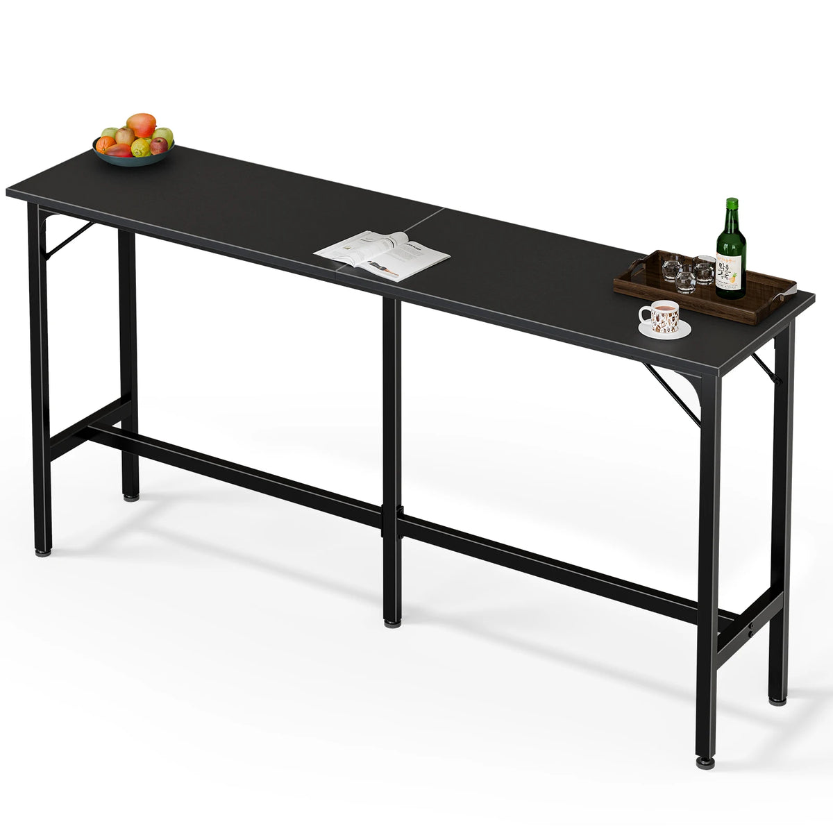JHK Rectangular Metal Frame Counter Height Bar Dining Table