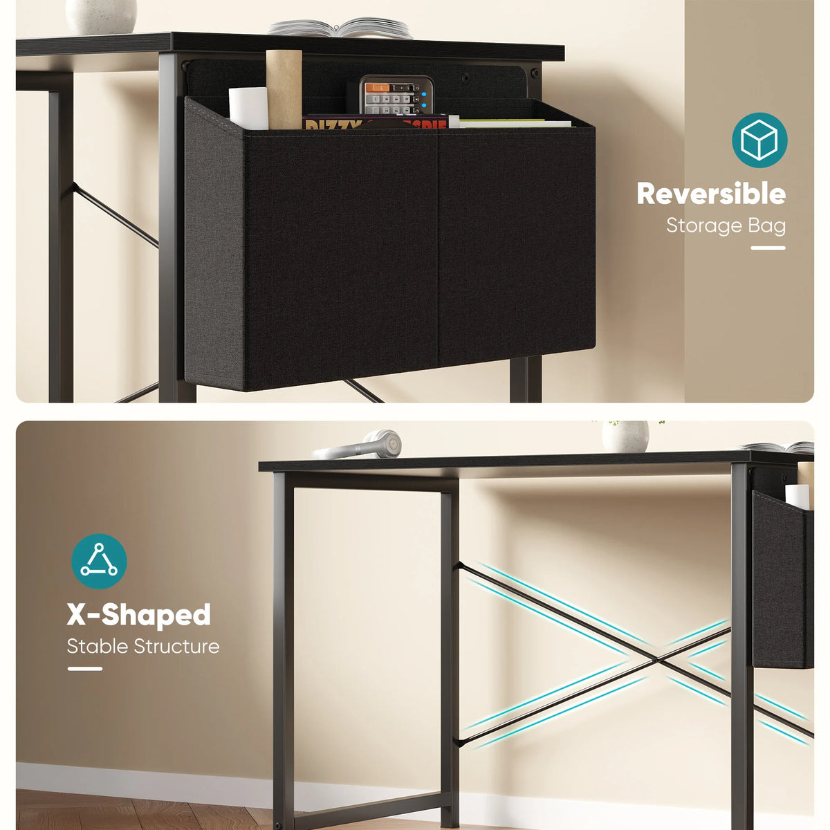 Jhk Executive Computer Desk With Storage Rack Wooden Top
