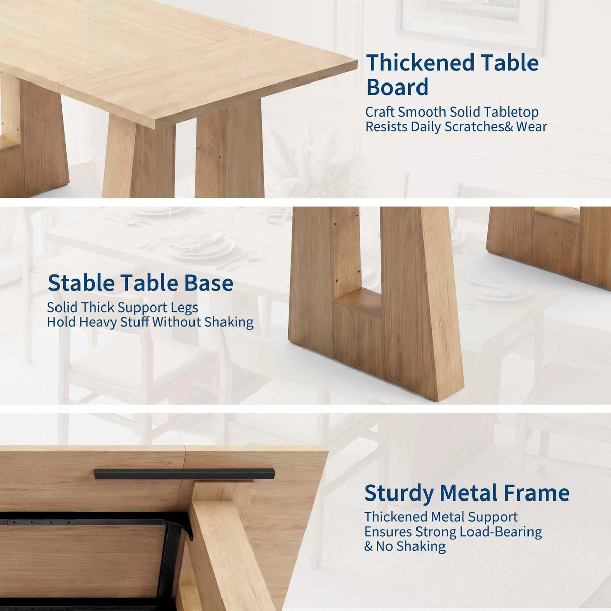 HiMISS Modern Mid Century Wood Dining Table With Sleek Legs