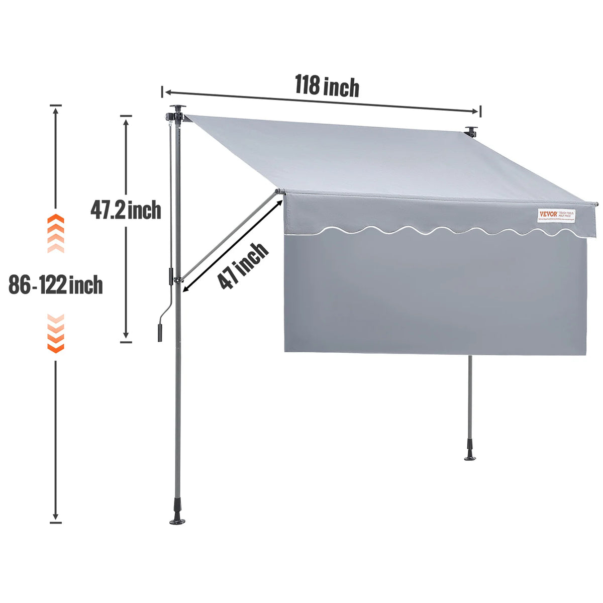 SucceBuy Manual Retractable Outdoor Awning Sun Shade Cover