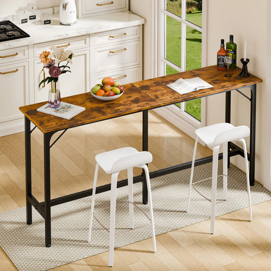 JHK Rectangular Metal Frame Counter Height Bar Dining Table