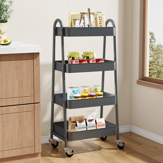 JHK 4 Tier Rolling Storage Cart With Lockable Caster Wheels