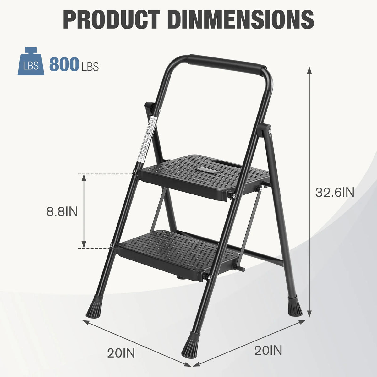 JHK Foldable Steel Step Ladder With Anti Slip Pedals