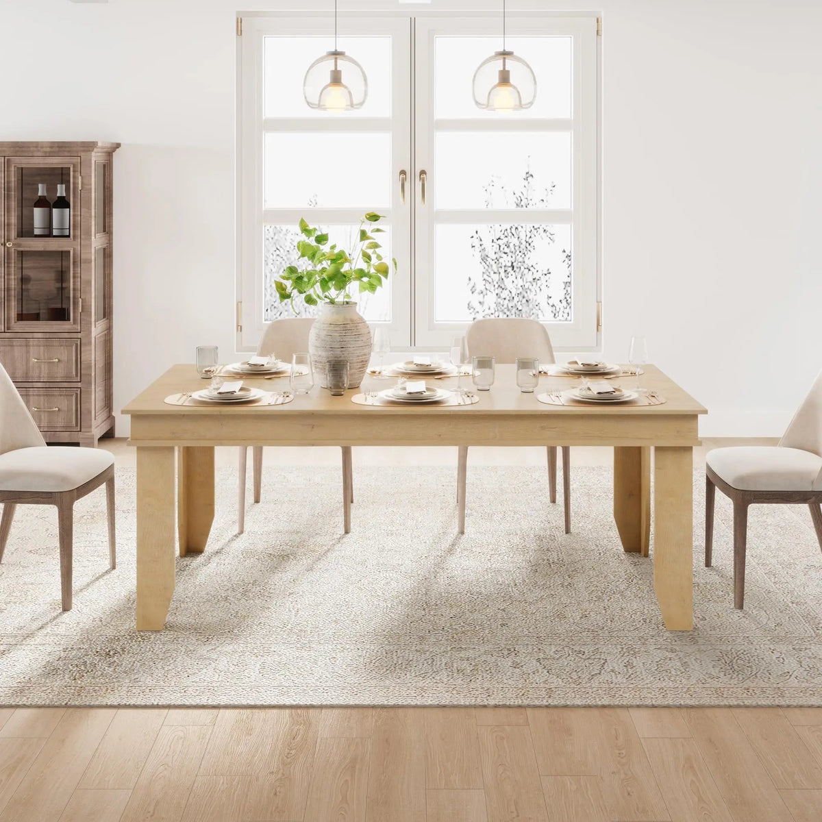 HiMiss Rustic Solid Wood Farmhouse Dining Kitchen Table