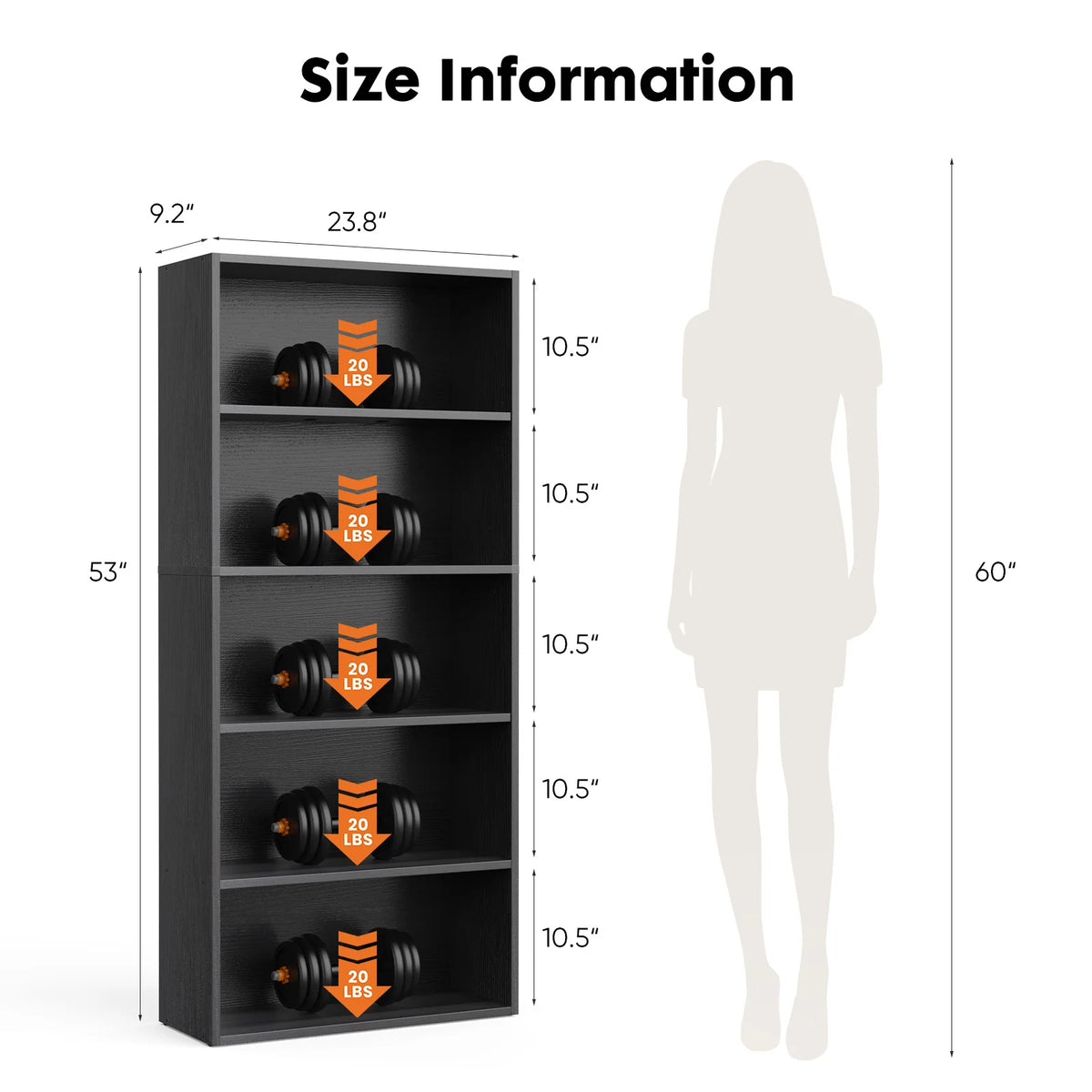 JHK Modern Wooden Bookshelf For Home And Office Storage