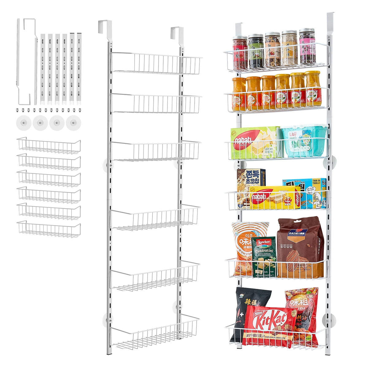 SucceBuy Over The Door Pantry Organizer Adjustable Spice Rack