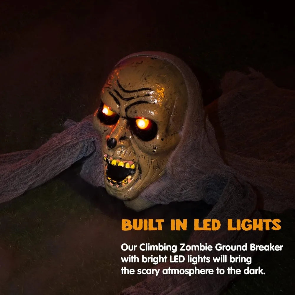 Animated Zombie Halloween Yard Decor With Sound And Flashing Eyes