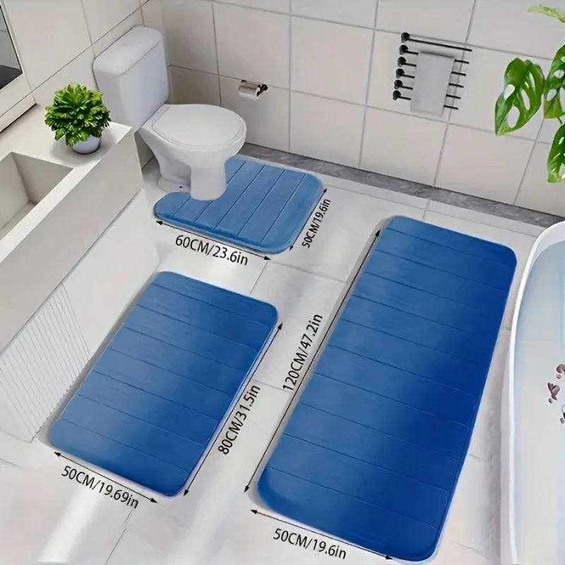 Premium Plush Bathroom Rug Set Non Slip Quick Dry Mats