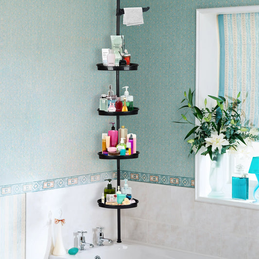 HiMISS Tension Pole Shower Caddy With Four Adjustable Storage Shelves