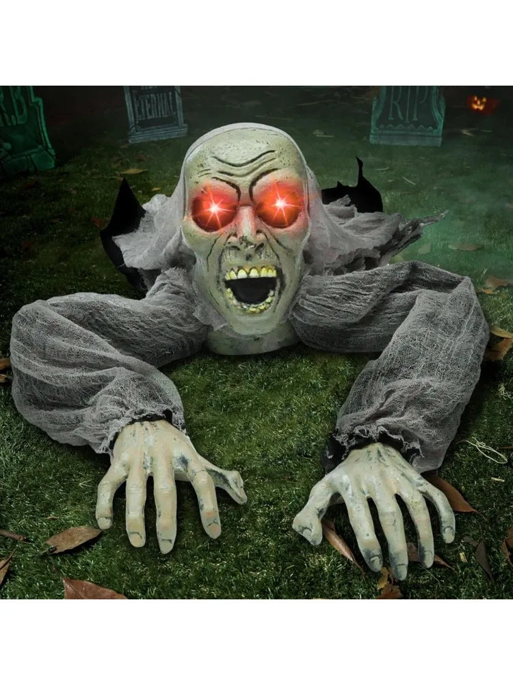 Animated Zombie Halloween Yard Decor With Sound And Flashing Eyes