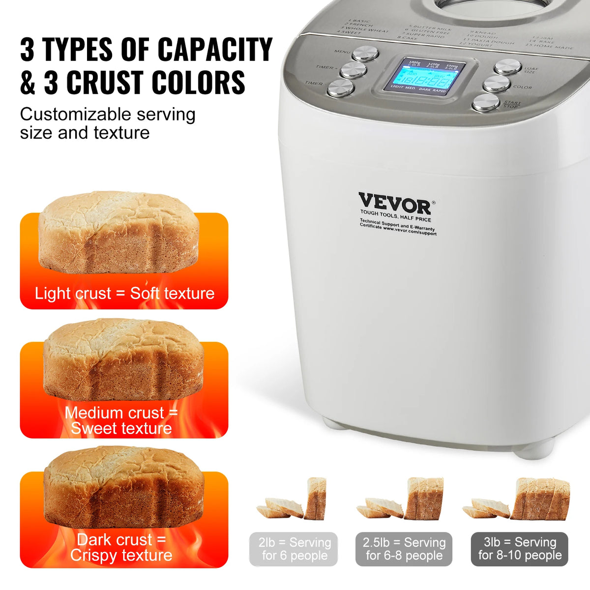 SucceBuy Automatic MultiFunction Bread Maker With Nonstick Ceramic Pan