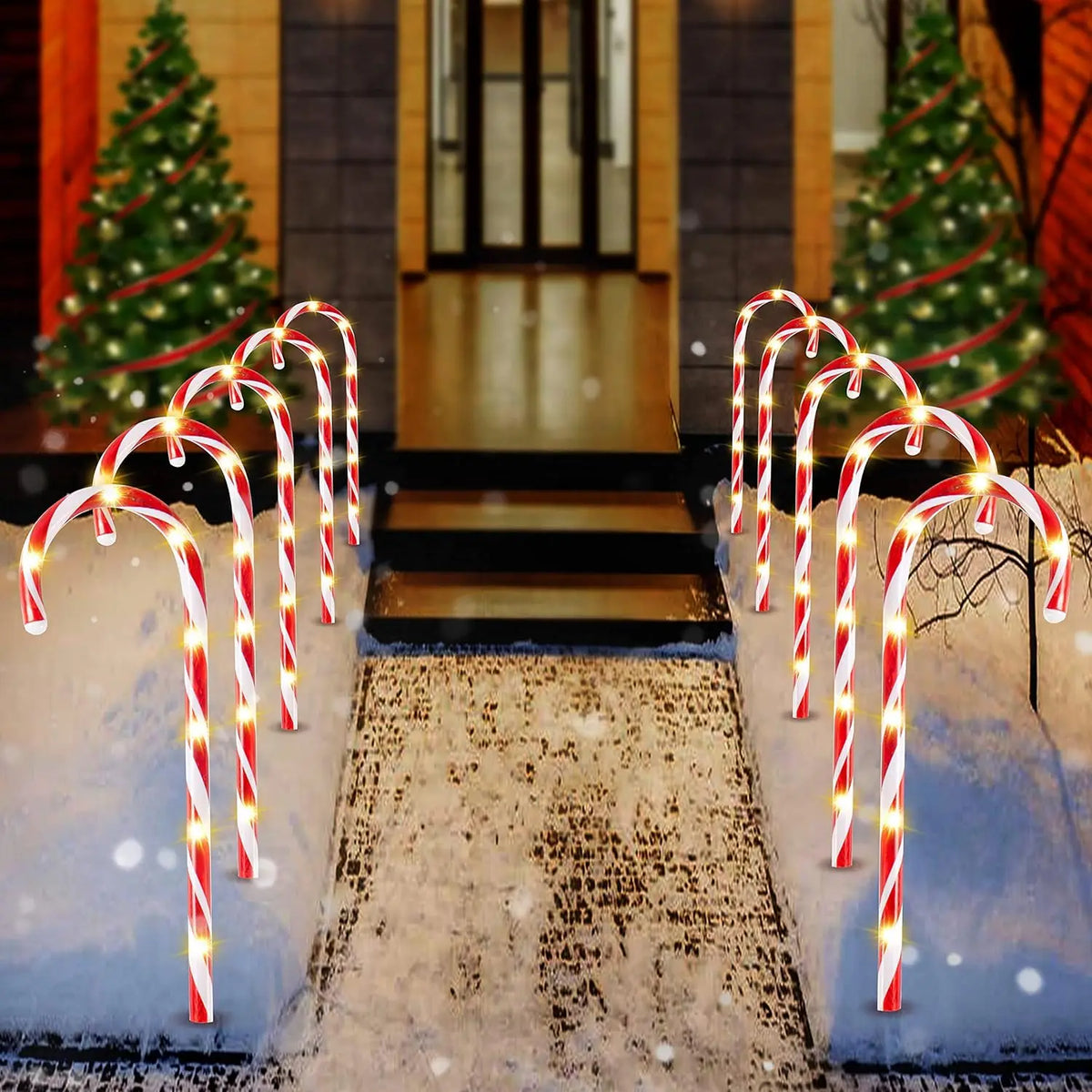 Joyfy Christmas Candy Cane Pathway Marker Lights Set of 12