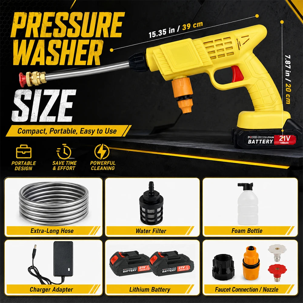 Cordless High Pressure Car Wash Gun With Battery And Hose