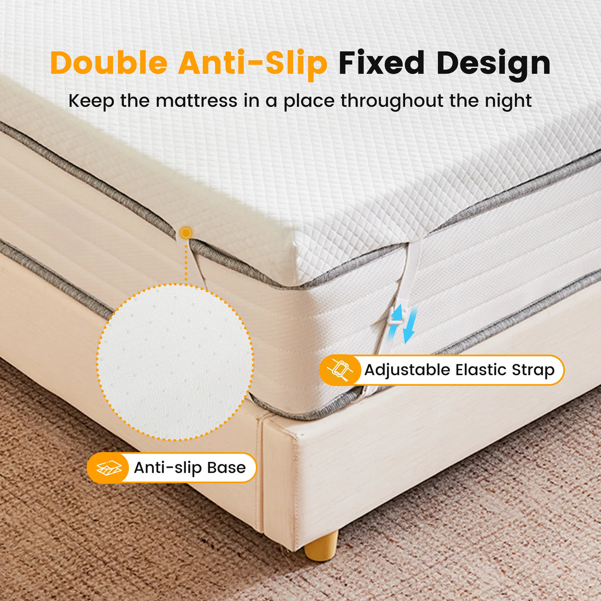 JHK Gel Memory Foam Mattress Topper With Removable Cooling Cover