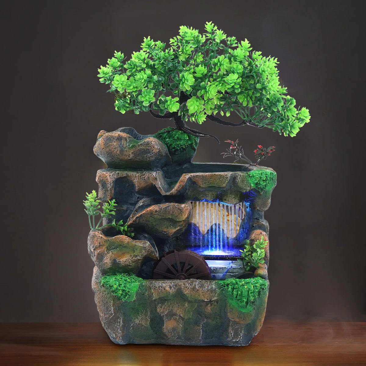 Color Changing LED Desktop Waterfall Fountain For Indoor Meditation