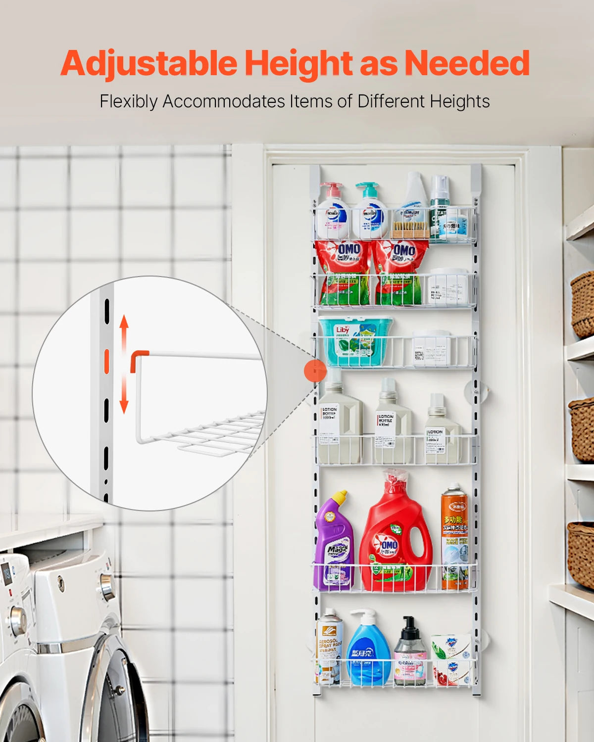 SucceBuy Over The Door Pantry Organizer Adjustable Spice Rack