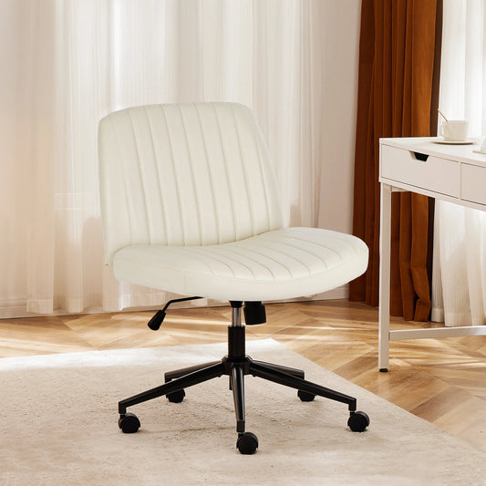 JHK Armless Cross Office Chair PU Leather Swivel Height Adjustable