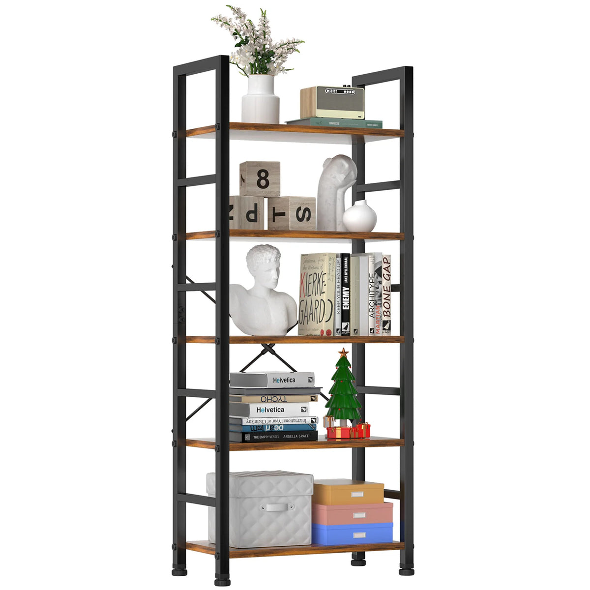 MCQ Wooden Five Tier Storage Bookshelf For Living Room