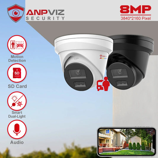 Anpviz 8MP PoE Turret CCTV Camera Smart Light Night Vision