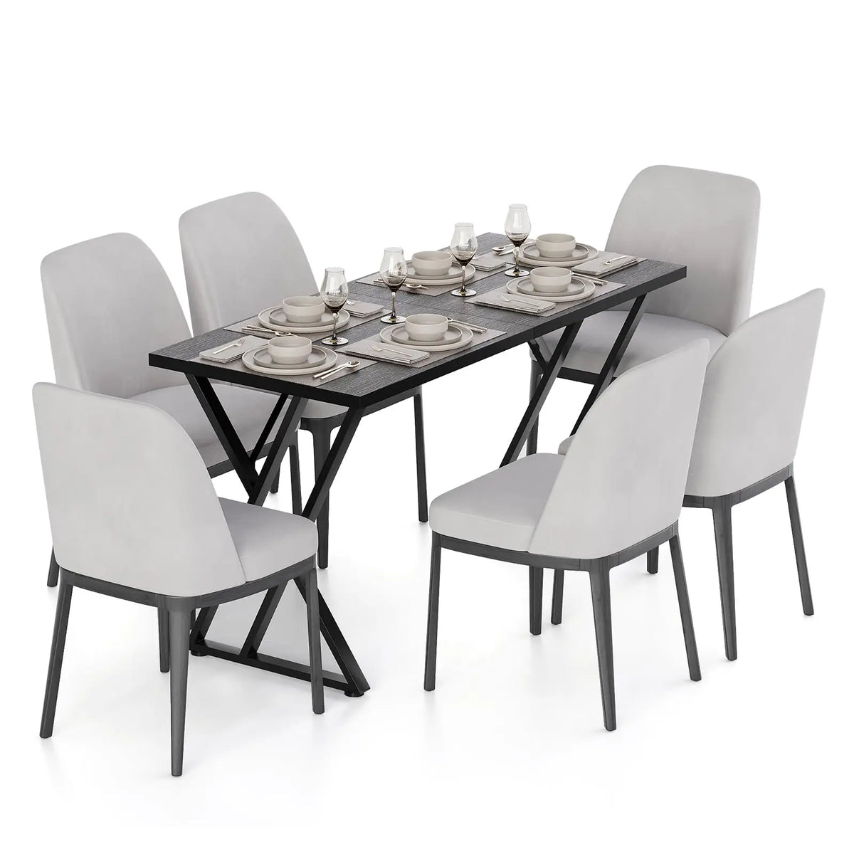 HiMISS Industrial Rectangular Dining Table With Metal Frame