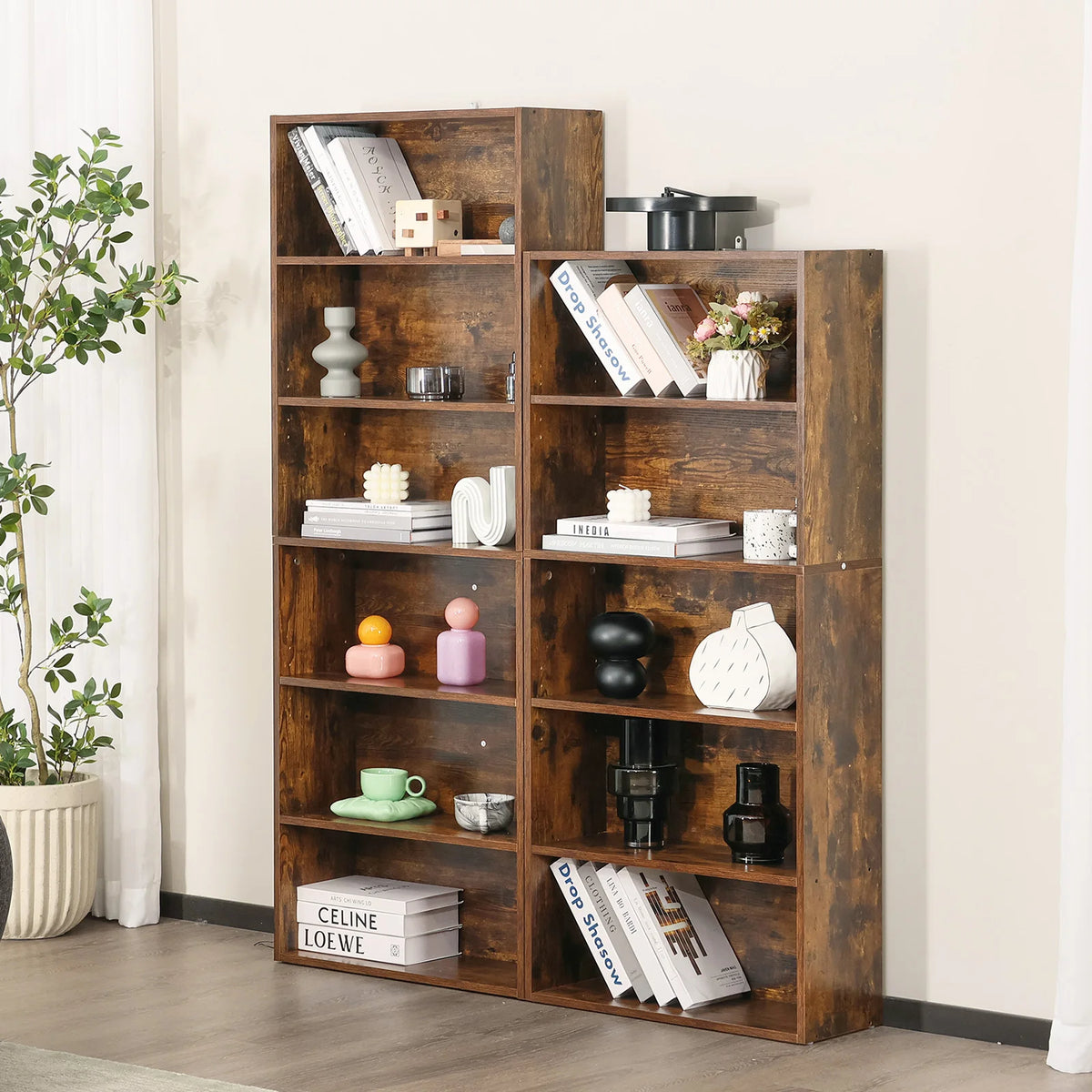 JHK Modern Wooden Bookshelf For Home And Office Storage