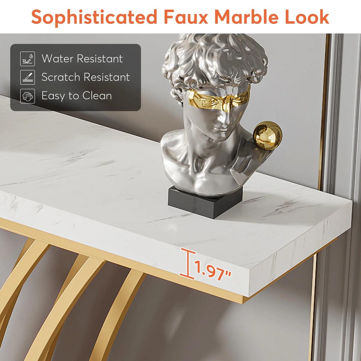 Tribesigns Modern Console Table With Grid Metal Base For Entryway