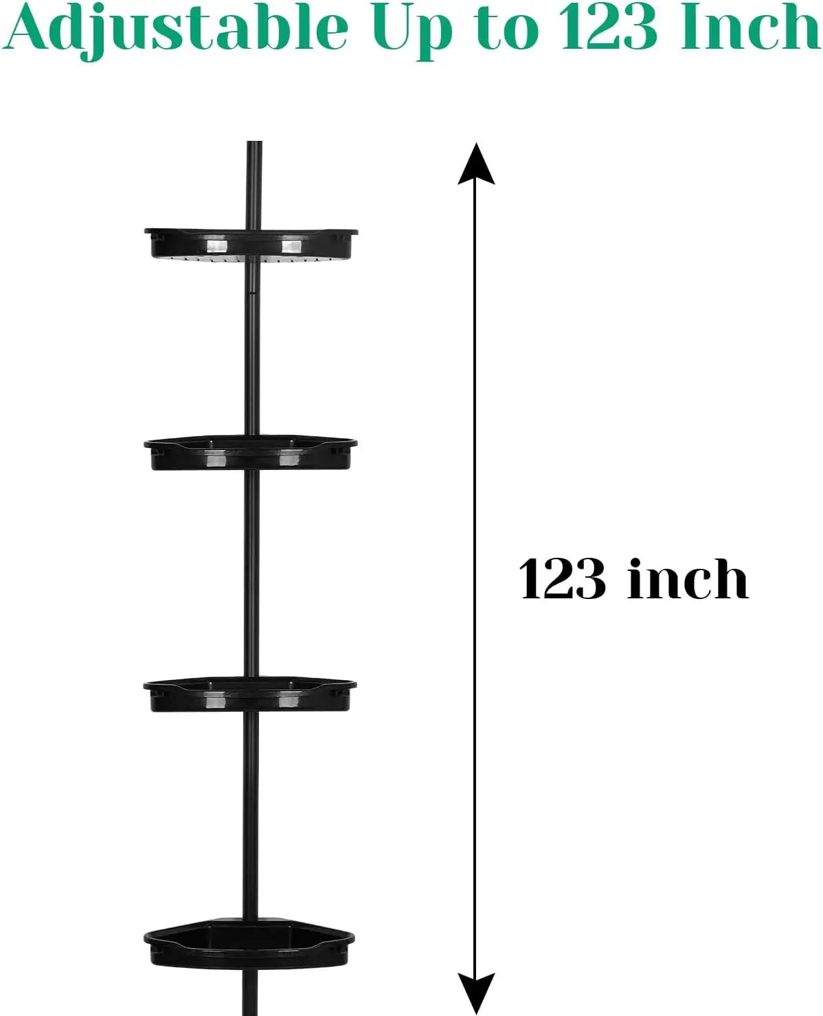 Rust Proof Corner Shower Caddy Featuring Telescopic Tension Pole