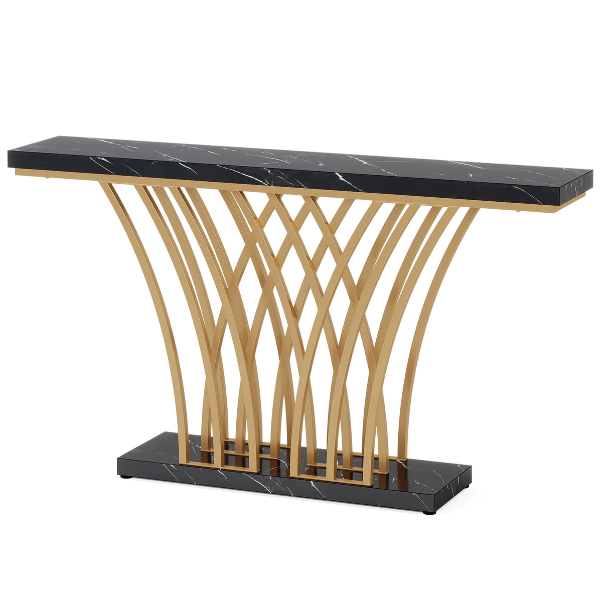 Tribesigns Modern Console Table With Grid Metal Base For Entryway