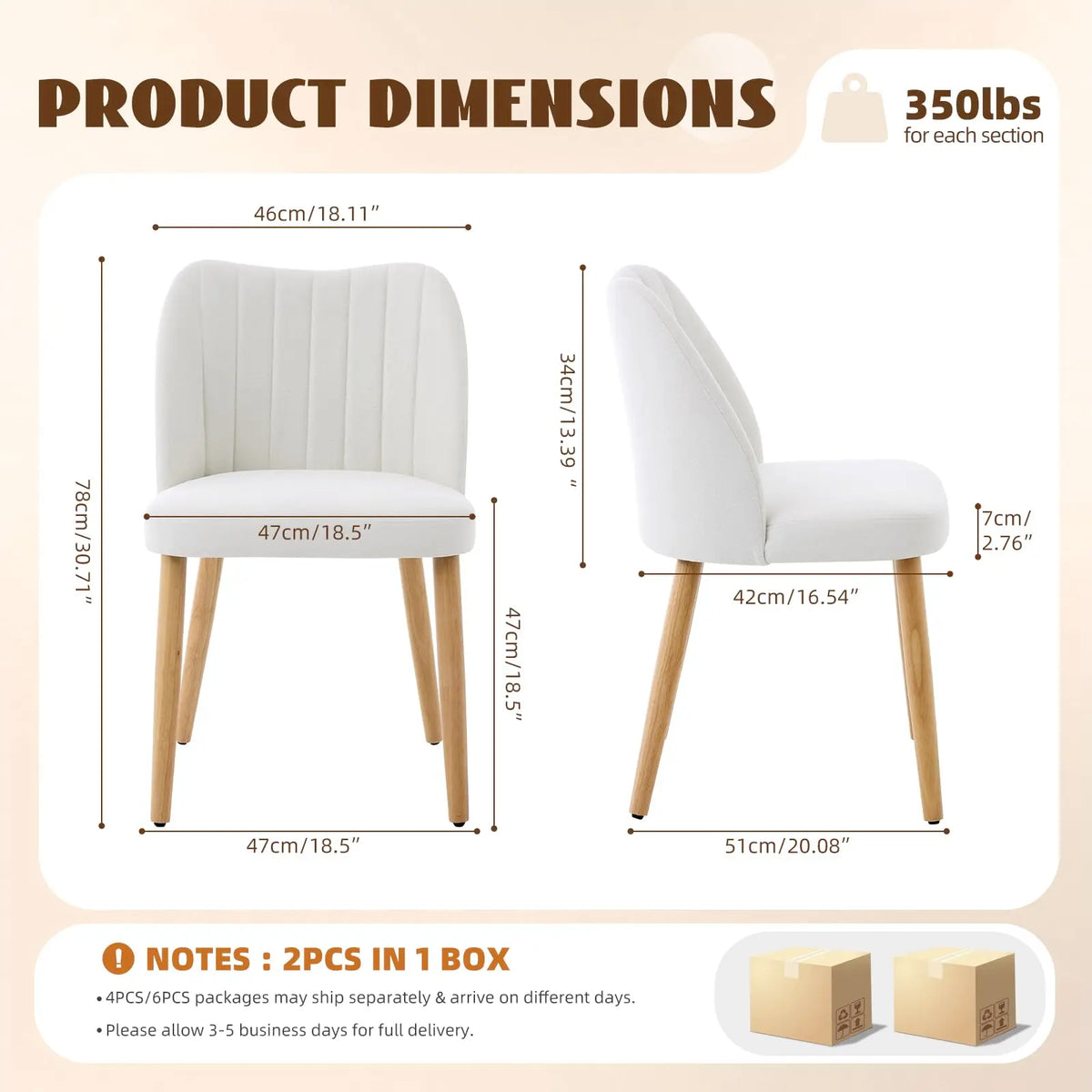 HiMISS Set Of Two Mid Century Modern Fabric Dining Chairs