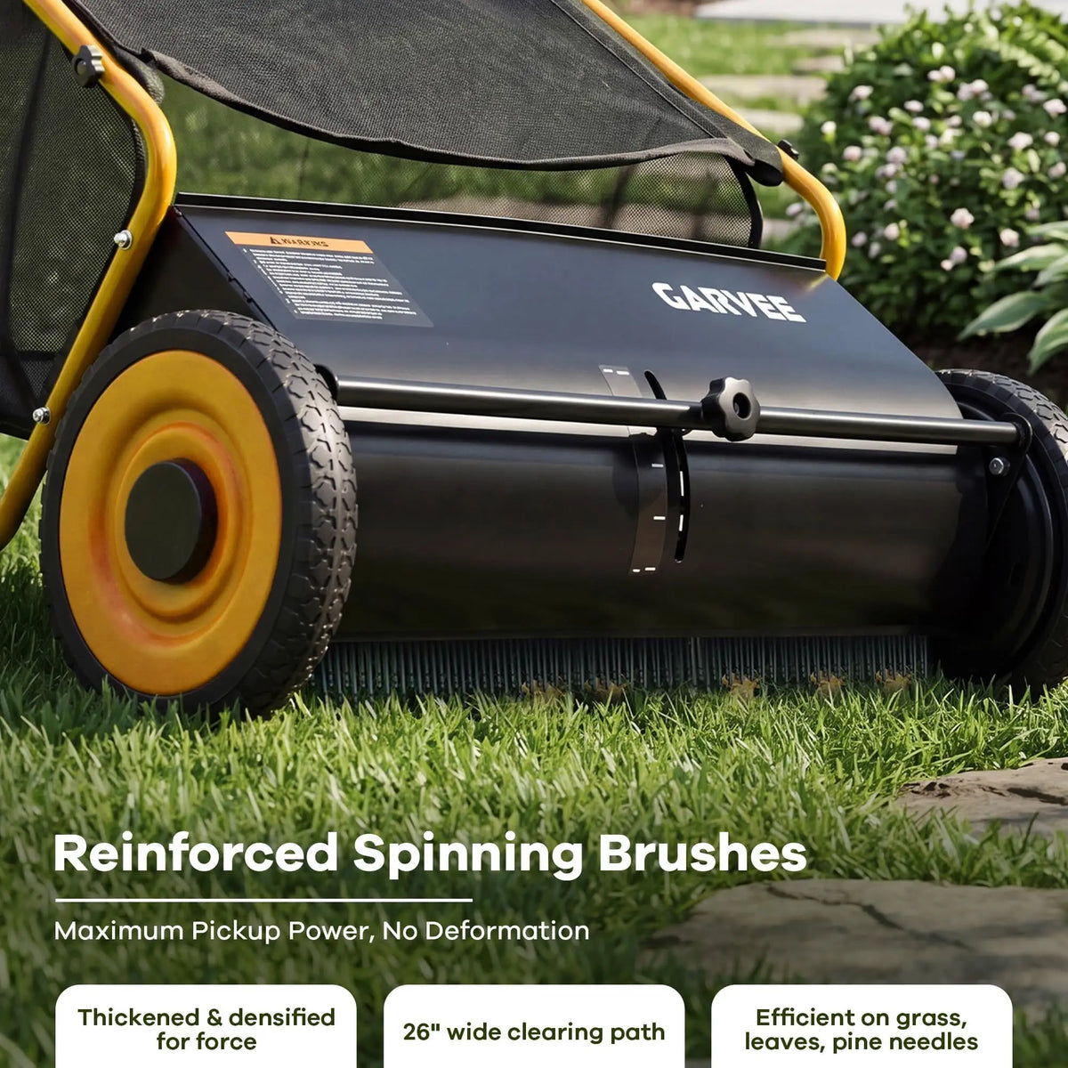 HiMISS Push Lawn Sweeper With Hopper Bag And Adjustable Brush