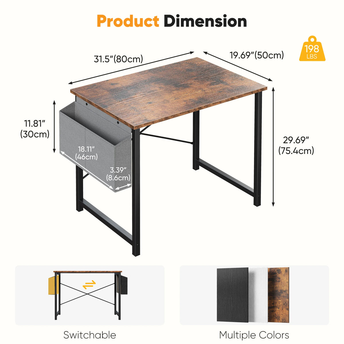 Jhk Executive Computer Desk With Storage Rack Wooden Top