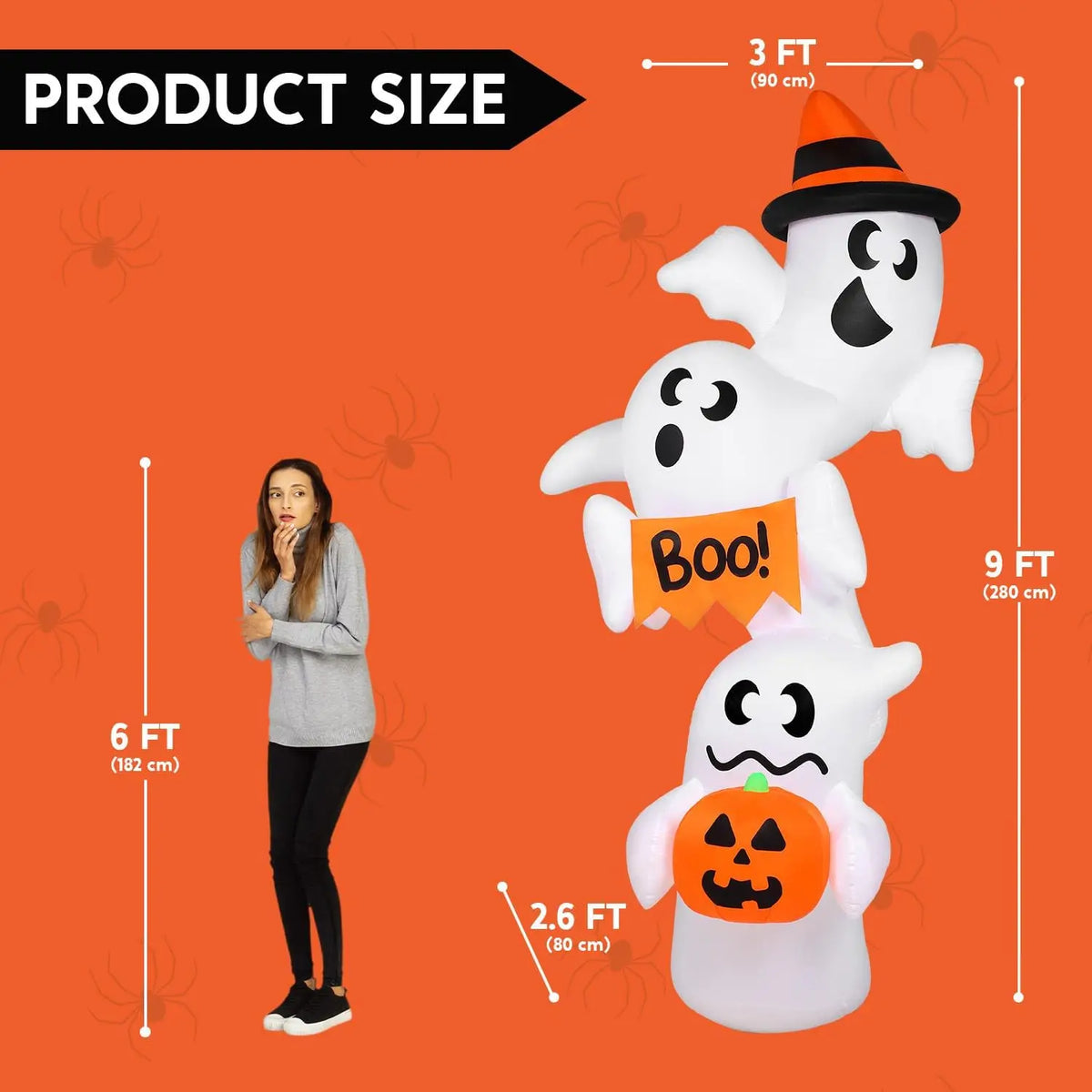 Joyfy Halloween Inflatable Ghost Outdoor Decoration With LED Lights