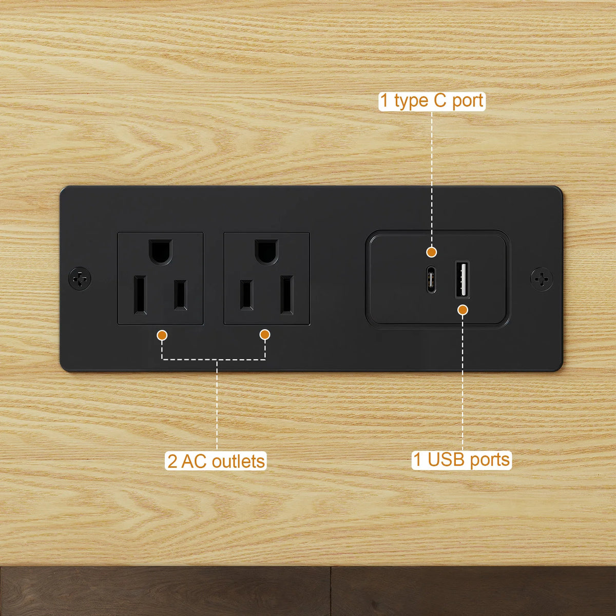 Onbrill Modern TV Console With Power Outlet Storage and Drawer