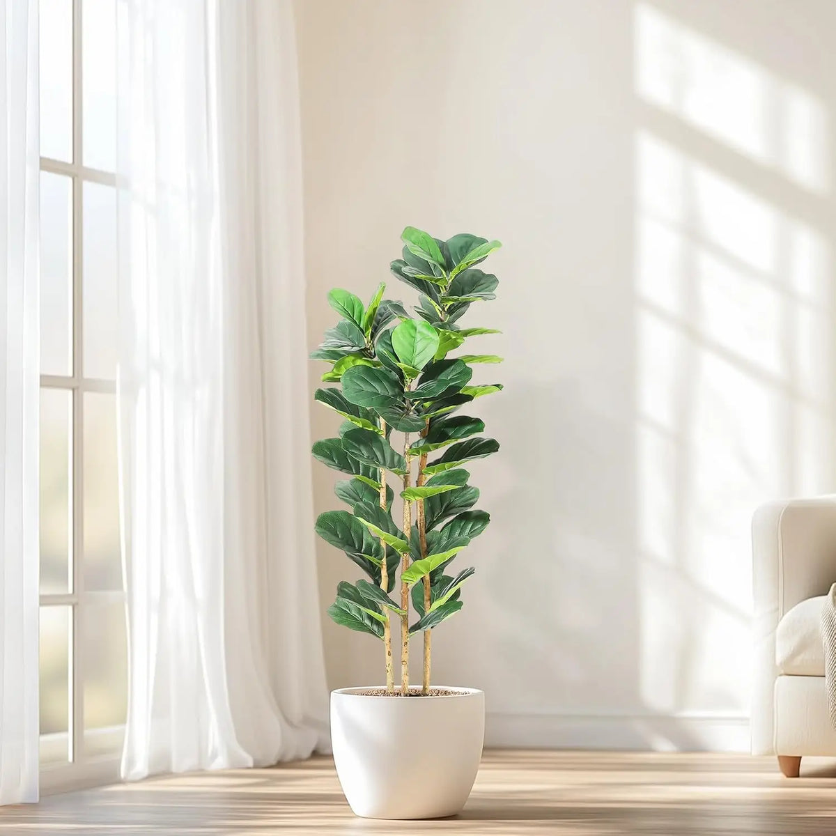 HiMISS Artificial Fiddle Leaf Fig Tree with Pot for Home