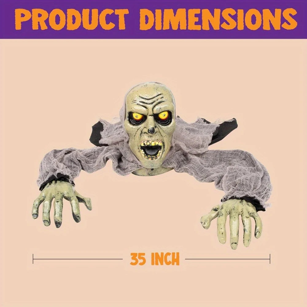 Animated Zombie Halloween Yard Decor With Sound And Flashing Eyes
