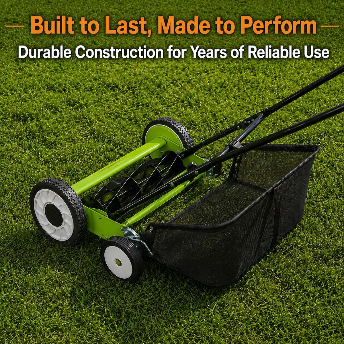 HiMISS Manual Push Reel Lawn Mower With Carbon Steel Blades